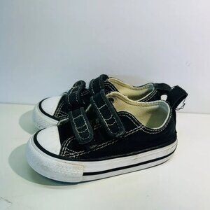 Converse Chuck Taylor All Star Ox Hook And Loop Toddler Shoes Black 7V603 Sz 4